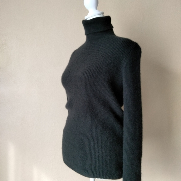 State Cashmere 100% Cashmere Black Ribbed Long sleeve  Turtleneck Sweater - Picture 2 of 11